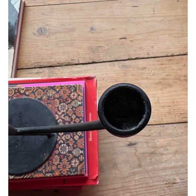 Sculptural Black Metal Five-Arm Candelabra For Sale - Image 9 of 10