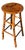 Round Burnt Bamboo and Rattan Inlaid Barstool or Plant Stand For Sale