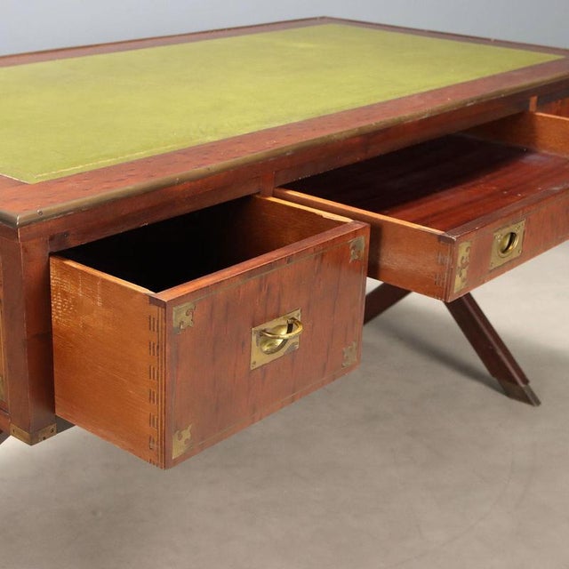 English Naval Style Mahogany Writing Desk For Sale - Image 3 of 12