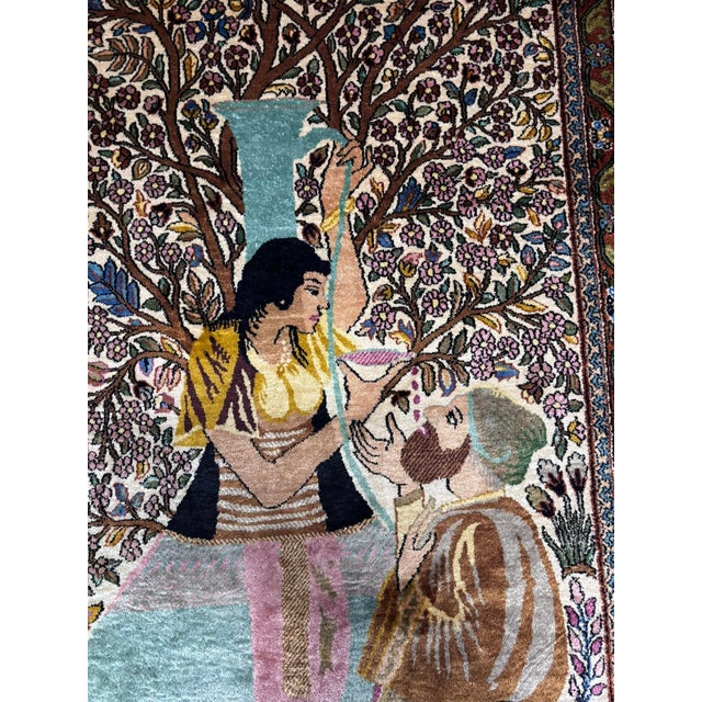 Kashmir Silk Oriental Rug, 1980s For Sale - Image 3 of 6