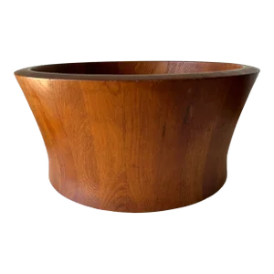 1960s Mid Century Modern Richard Nissen XL Staved Teak Wood Bowl