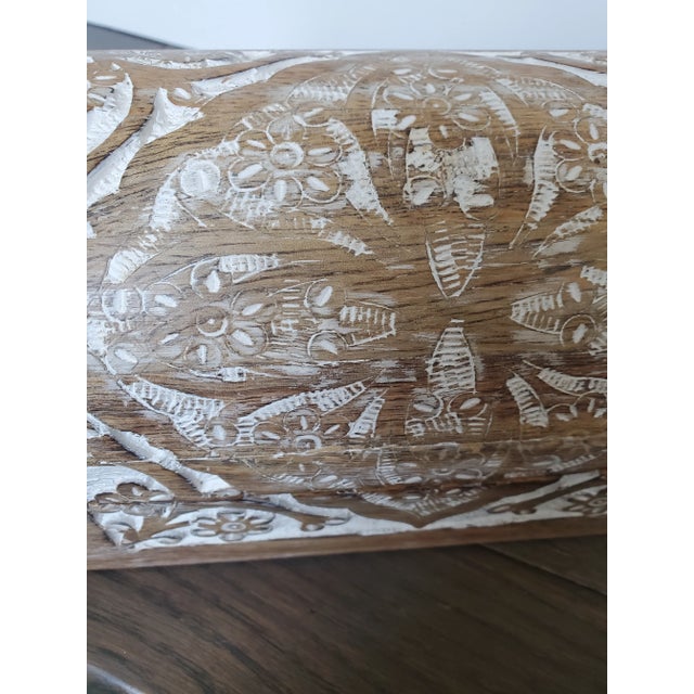 1970s Vintage Hand Carved Mango Wood Box For Sale - Image 5 of 6