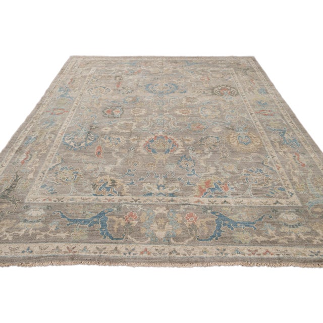 Modern Modern Sultanabad Handmade Square Wool Rug For Sale - Image 3 of 9