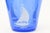 Vintage Light Royal Blue Glass Ice Bucket With Sailboat and Six Round Small Cordial Glasses For Sale In Miami - Image 6 of 11