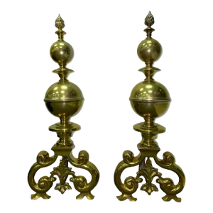 19th Century Georgian Andirons - a Pair