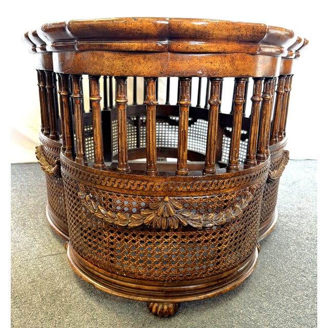 Wood Vintage John-Richard European Crossroads Collection French Cane Coffee Table For Sale - Image 7 of 18