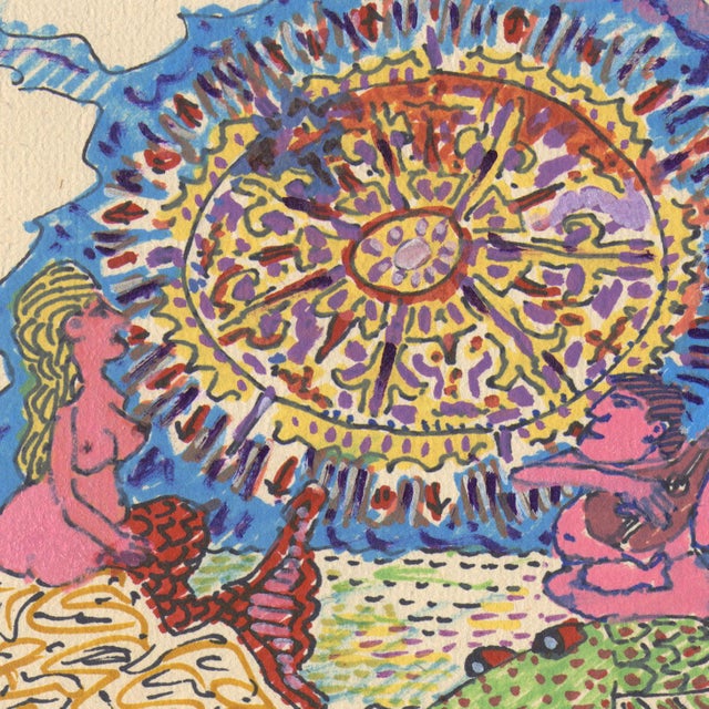 Jeremy Steig, Untitled (Merpeople), 1990, Mixed Media Drawing For Sale - Image 3 of 5