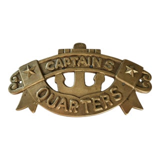 1990s Solid Brass Nautical "Captain's Quarters" Embossed Sign/Plaque For Sale