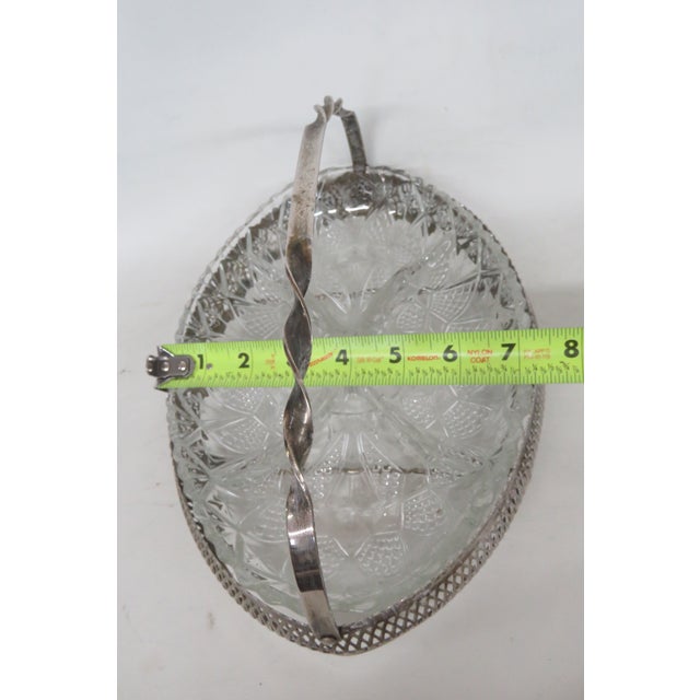 Mid 20th Century Mayell Queen Anne Divided Glass Dish on Footed Silver Plated Handled Stand For Sale - Image 10 of 15