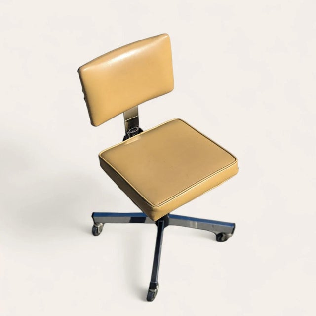 Vintage InterRoyal Chrome and Faux-Leather Office Chair For Sale - Image 4 of 10