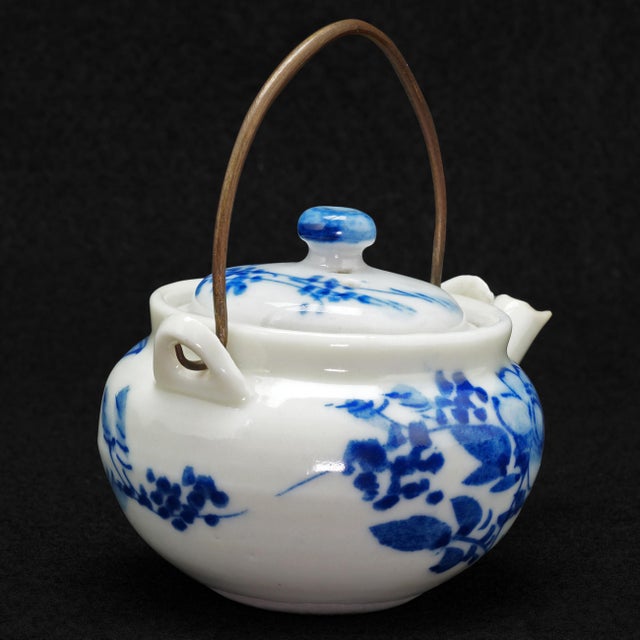 Miniature Japanese Porcelain Teapot With Bird Design Early 20th Century For Sale - Image 4 of 12