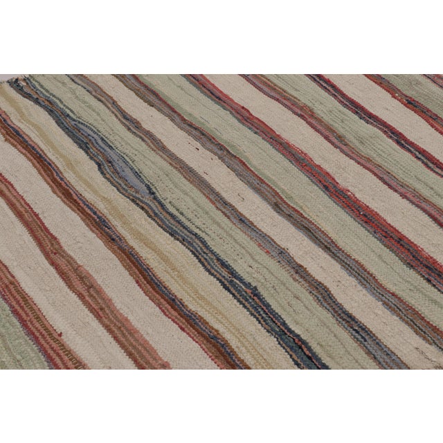 1950s Vintage Persian Shahson Kilim With Colorful Stripes - Rug & Kilim For Sale - Image 5 of 8
