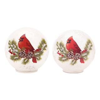 LED Cardinal Pine Globe (Set of 2) For Sale