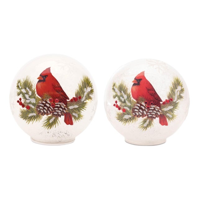 LED Cardinal Pine Globe (Set of 2) For Sale