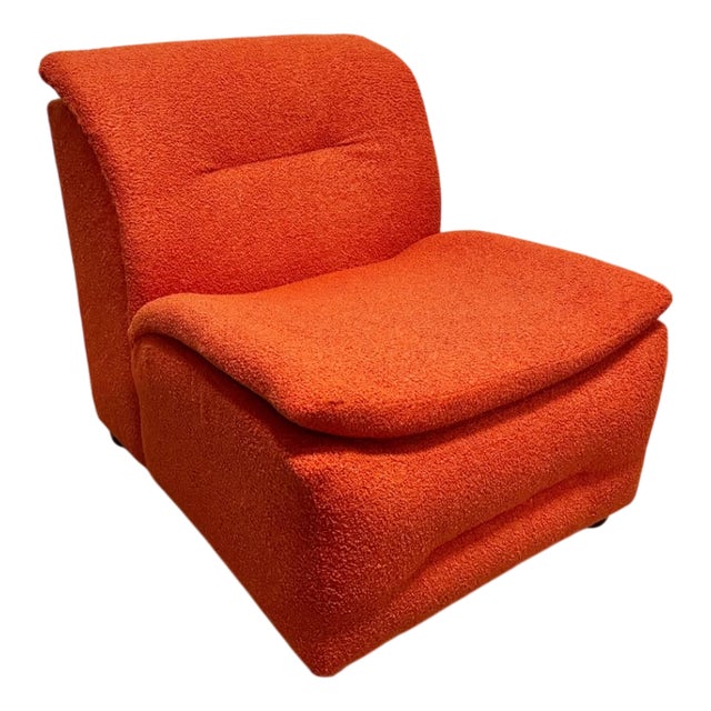 Modular Sofa in Orange Bouclé, 1980s, Set of 4 For Sale