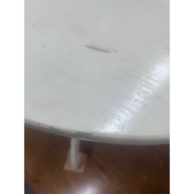 Wood Vintage White Painted Oval Pedestal Side Table For Sale - Image 7 of 12