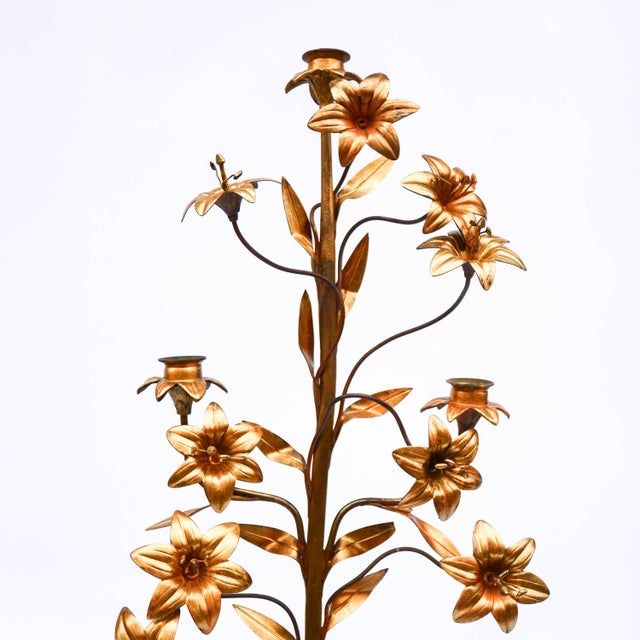 Large Gilded Metal Church Candelabras, 19th Century, Set of 2 For Sale - Image 3 of 14