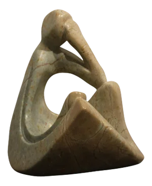 "Thinking Figure of a Woman" Contemporary Marble Sculpture