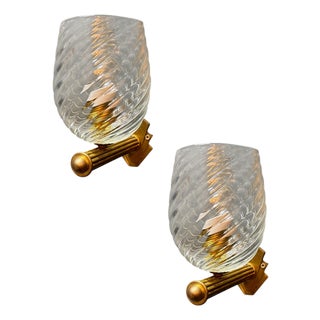 Murano Glass and Brass Sconces, 1960s, Set of 2 For Sale