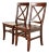 English Country Farmhouse Carved Walnut X-Back Side Chairs or Dining Chairs, Pair For Sale