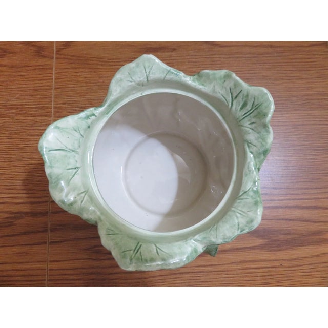 Vintage Mid-Century Modern Fitz & Floyd Lidded Cabbage Majolica Bowl Dish For Sale In Dallas - Image 6 of 6