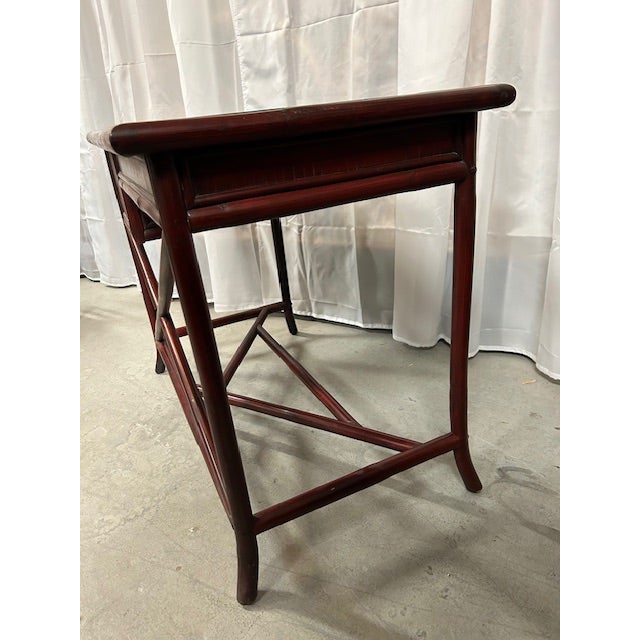 Late 20th Century Vintage Rattan Writing Desk and Chair for Worrells - Set of 2 For Sale - Image 9 of 12