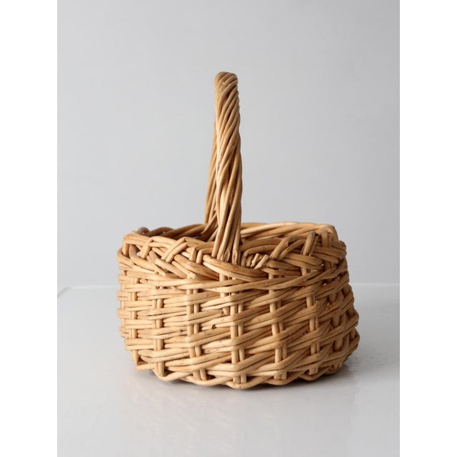 Vintage Wicker Gathering Basket For Sale - Image 4 of 12