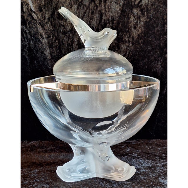 Caviar Dish Igor in Partially Frosted Crystal Glass by Lalique, 1990s For Sale - Image 14 of 14