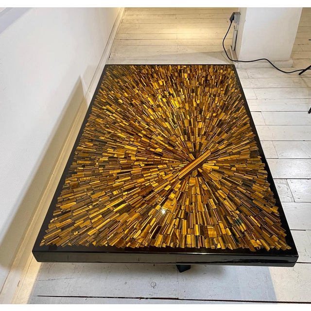 Coffee Table in Tiger Eyes by Jean Claude Dresse, 1970s For Sale - Image 4 of 11