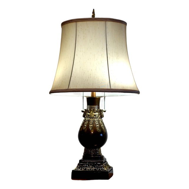 1980s Brass Asian Temple Style Table Lamp For Sale