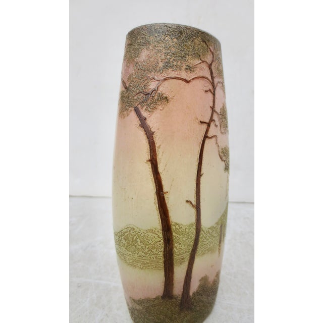 Celadon Antique Legras Cameo Art Glass Vase For Sale - Image 8 of 8