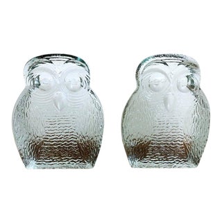 Original Mid Century Modern Blenko Owl Bookends - a Pair For Sale