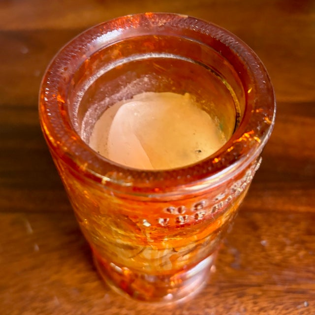 Glass Antique Hemingray No. 19-30 Amber Color Glass Repurposed Insulator Candle Holder For Sale - Image 7 of 7