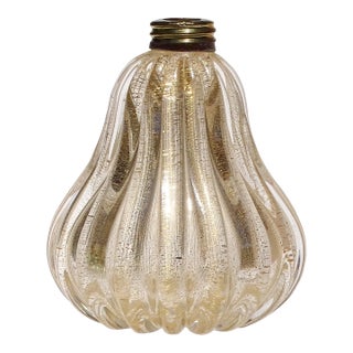 Seguso Murano Ribbed Gold Flecks Vintage Italian Art Glass Decorative Vanity Perfume Atomizer Bottle With Label For Sale