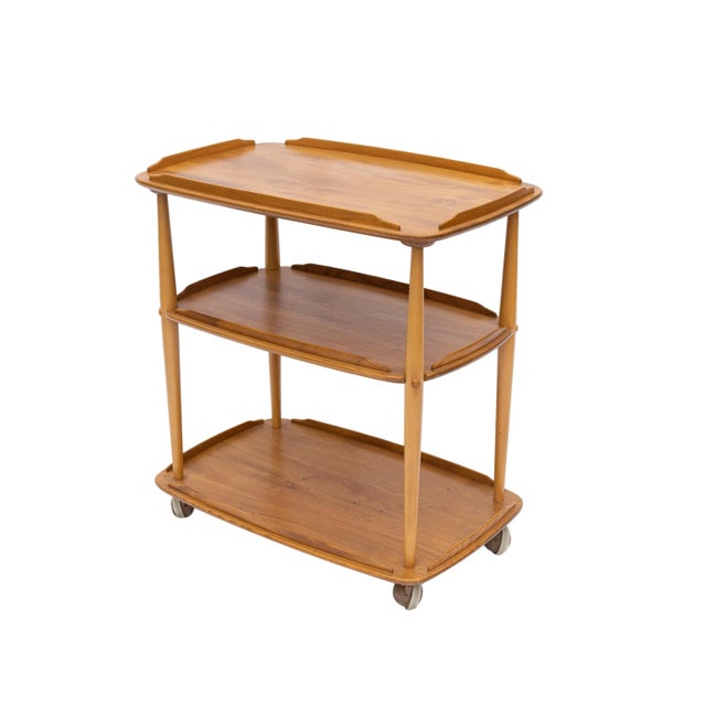 Ercol Mid-Century Modern Ercol Elm and Beech Bar Cart Designed by Lucian Ercolani, 1955. For Sale - Image 4 of 12