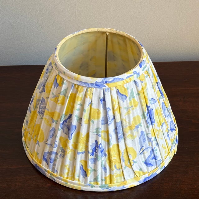 1990s Gathered Pleated Floral Cotton Lamp Shade For Sale - Image 10 of 11
