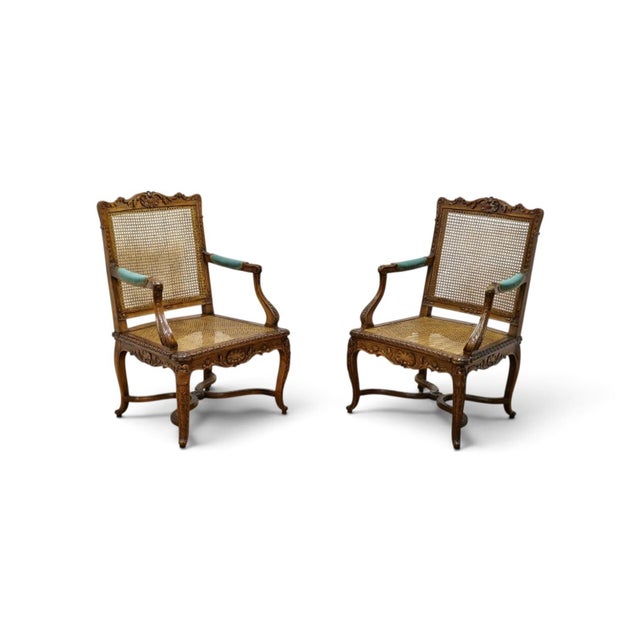 Louis XV Cannés Armchairs in Carved Wood with Cufflinks, France, 1740s, Set of 2 For Sale - Image 18 of 18