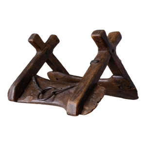 Primitive Wooden Pack Saddle With Leather Straps and Iron Rings
