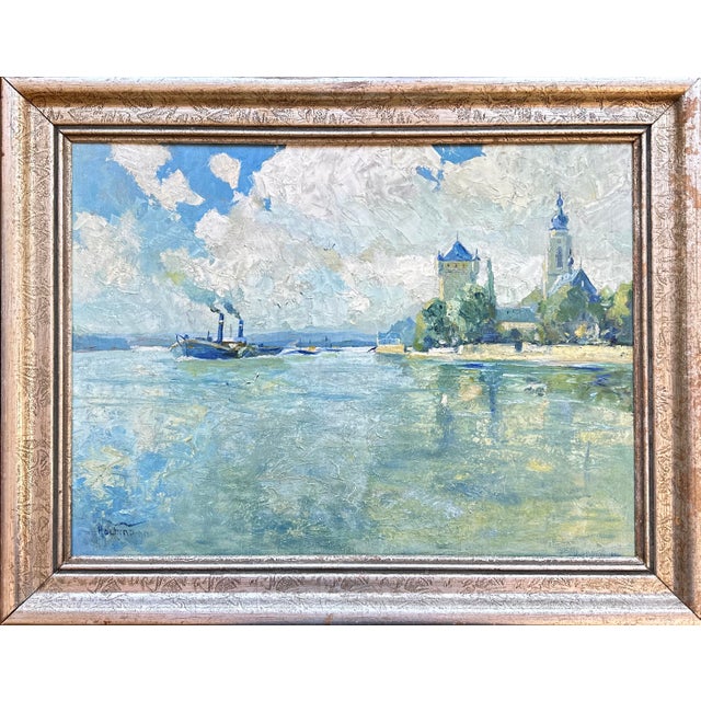 Impressionistic View of Eltville am Rhein by Rheingau Artist Willy Holtmann, 1930 For Sale - Image 12 of 12