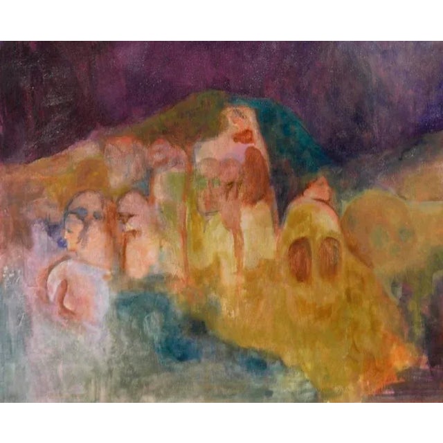 1960s Mid 20th Century "Woman of the Earth" Abstract Face Oil Painting by Renard For Sale - Image 5 of 7