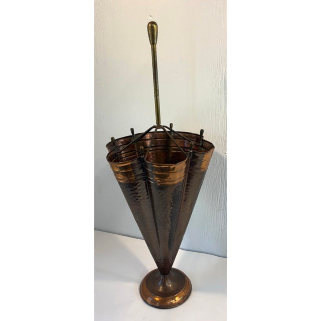 Vintage French Copper Umbrella Shaped Umbrella Stand For Sale - Image 4 of 7
