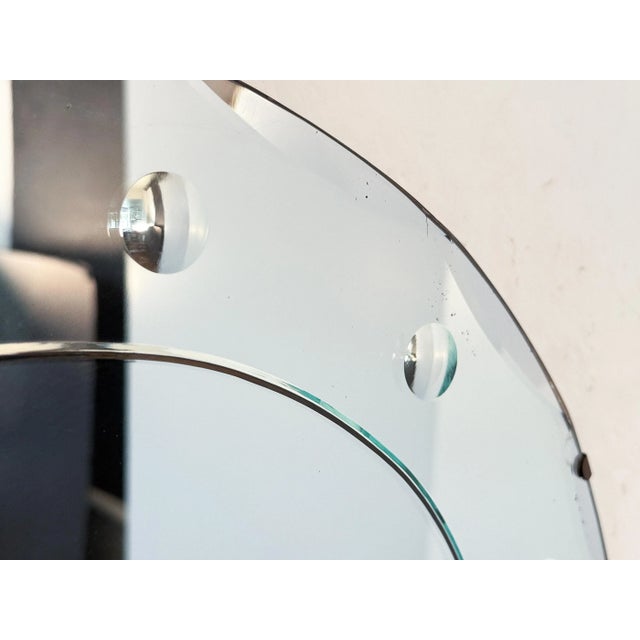 Mid 20th Century Art Deco Round Mirror With Beveled Glass Edge From England (Dia 20'') For Sale - Image 5 of 8
