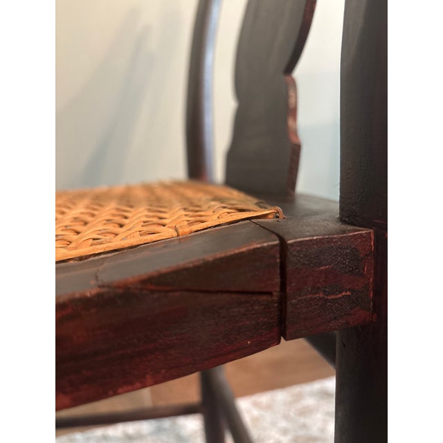 Antique Hand-Caned Side Chair With Original Crackled Lacquer and Ghosted Decorative Motifs, Circa 1820–1840 For Sale - Image 17 of 18