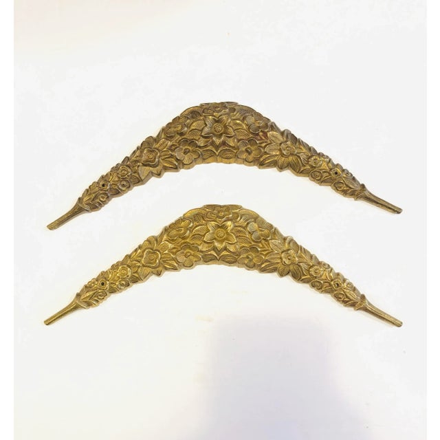 Pair Vintage Solid Brass Victorian Flower Design Picture Toppers.These Toppers will be just a beautiful finishing touch on...