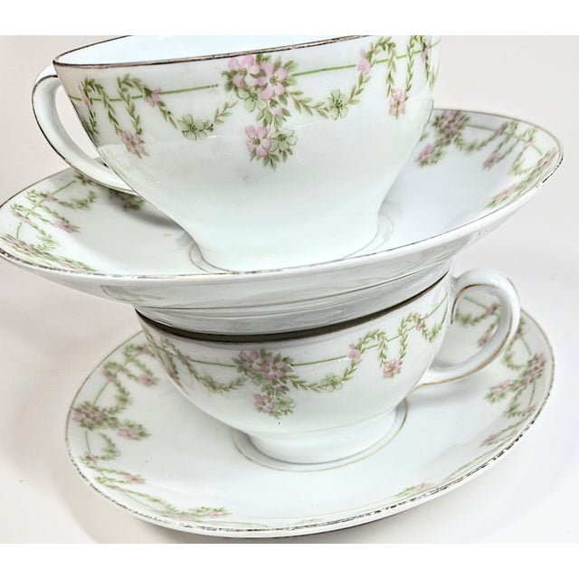 Ropes of Roses Teacups and Saucers- Set of Four For Sale - Image 6 of 10