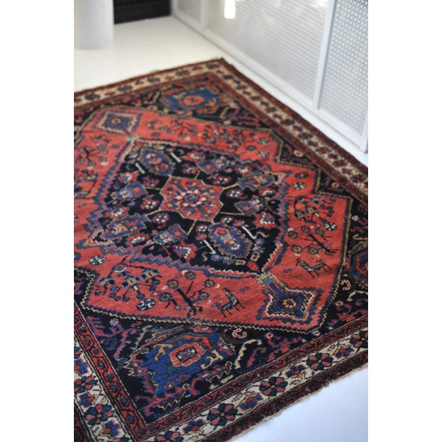 1940s Leon Tribal Square Rug, 4.8 x 5.9 For Sale - Image 9 of 11