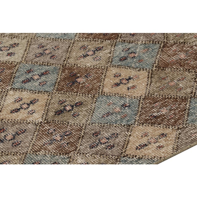 Traditional Vintage Distressed Runner Rug, Polychrome Diamond Geometric Pattern - Rug & Kilim For Sale - Image 3 of 8
