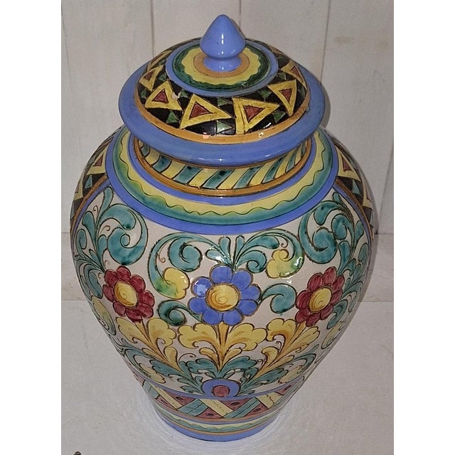 Vintage Italian Ceramic Lidded Vase, 1970s, in Very Good conditions. Designed 1970 to 1979