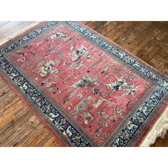 Vintage Silk Qum Rug, 1980s For Sale - Image 3 of 16