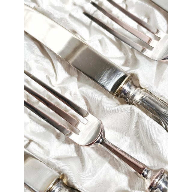 Alpaca Dessert Cutlery Service, Spain, 1950s, Set of 12 For Sale - Image 3 of 8